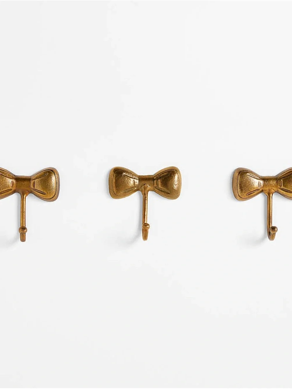 Crate&Barrel Antique Gold Bow Wall Hooks (Set of 3)